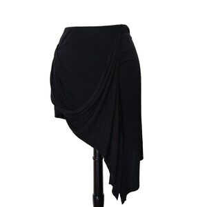Helmut Lang Black Jersey Kinetic Asymmetrical Skirt w' Draping Medium